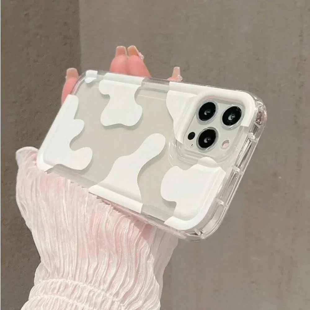 ⚠️Clearance iPhone 15/Pro/Pro Max White Cow Print Phone Case SAU - Picture 2 of 5